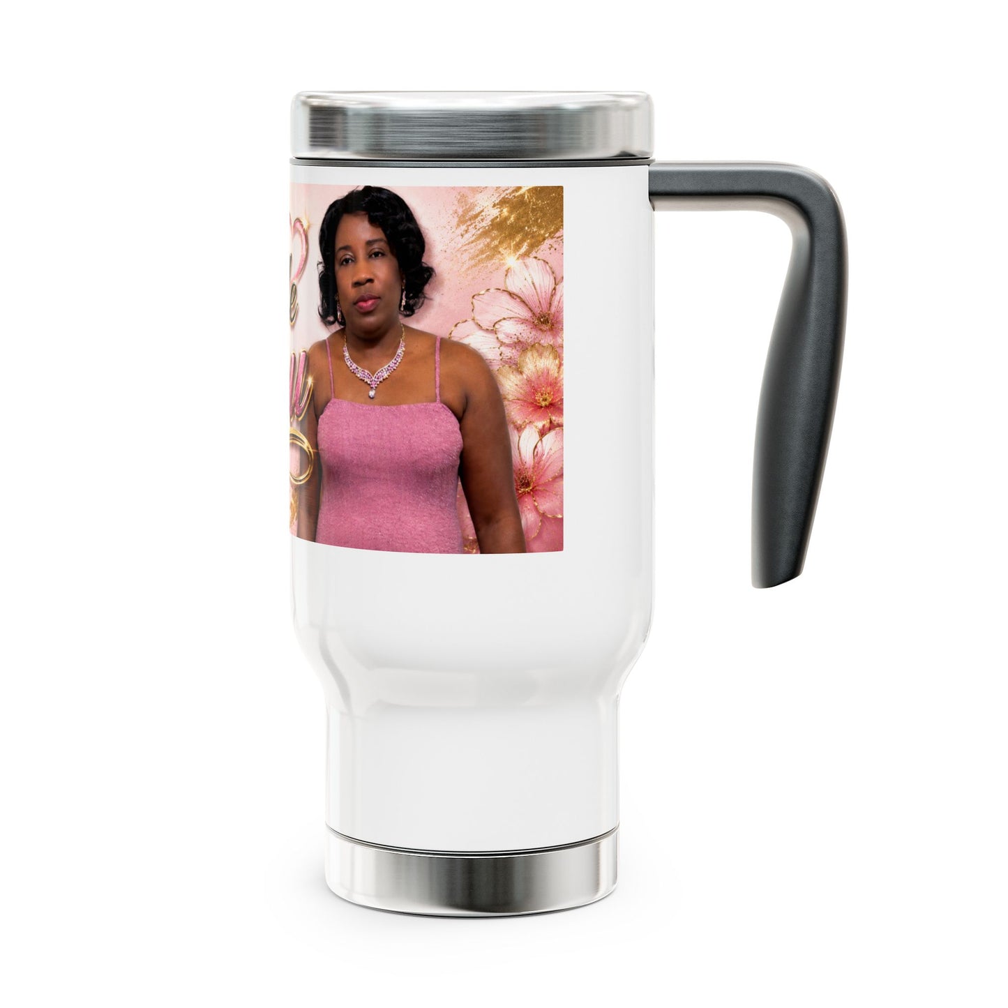 Merch Wars Product 017 Stainless Steel Travel Mug — 14oz Insulated Handle Tumbler by La Belle Nayou
