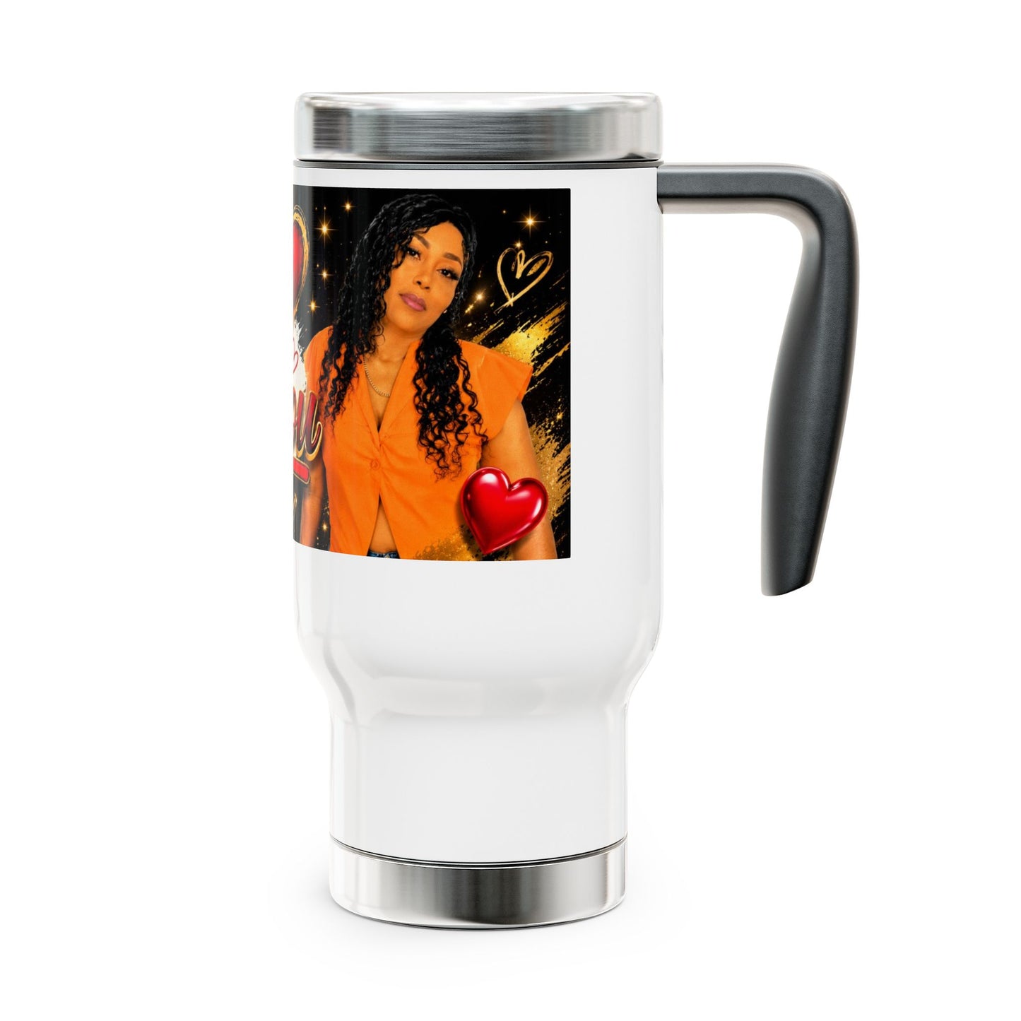 Merch Wars Product 017 Stainless Steel Travel Mug — 14oz Insulated Handle Tumbler by Shamou