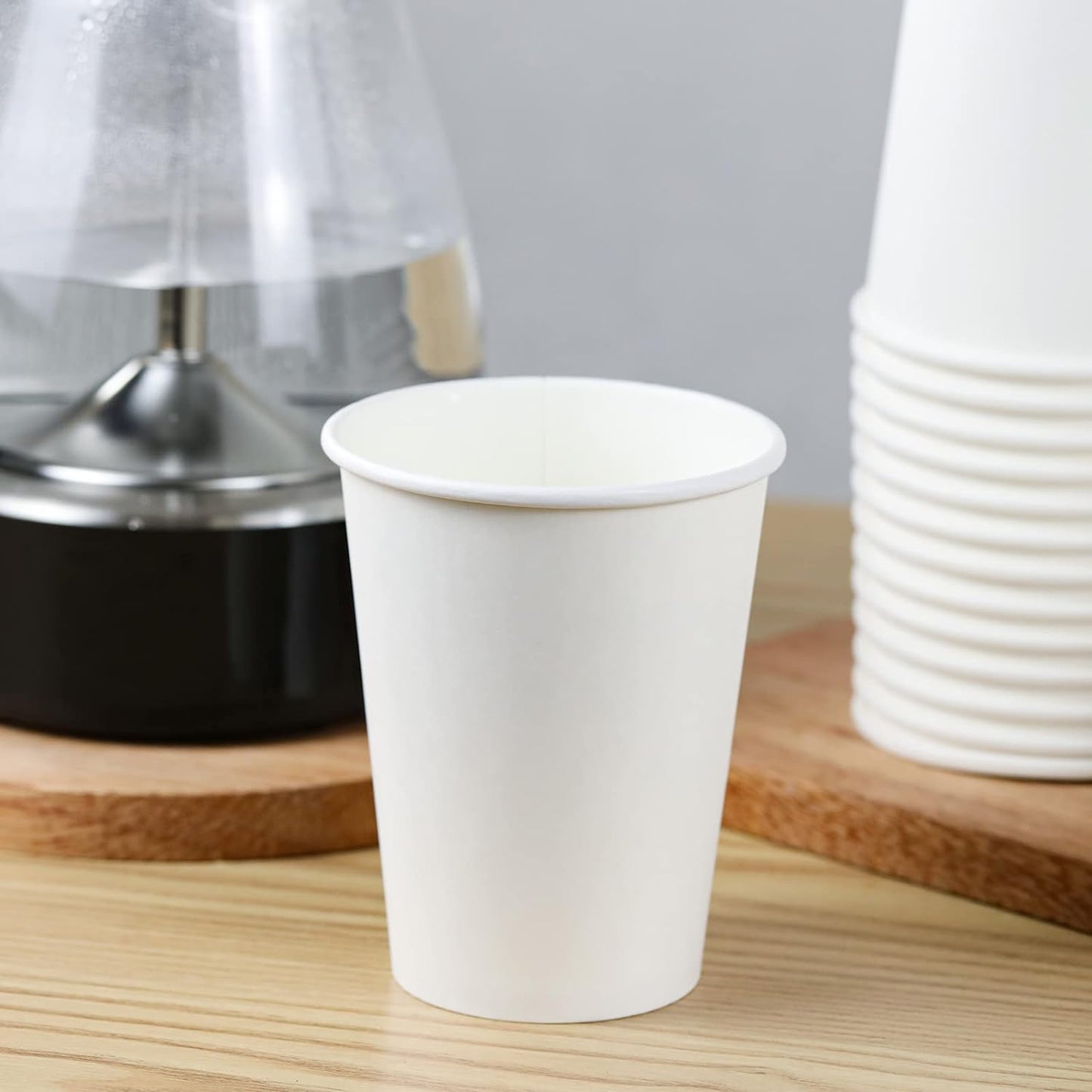 Disposable Paper Coffee Cups with Lids, 12 oz, 100-Pack ($0.17/Unit)