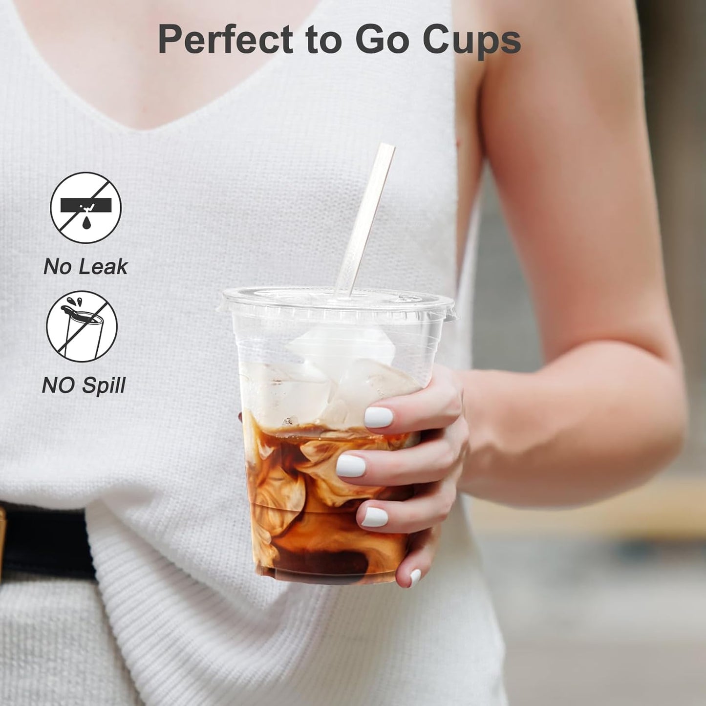 Clear Plastic Cups with Lids and Straws, 16 oz 100-Pack ($0.20/Unit)