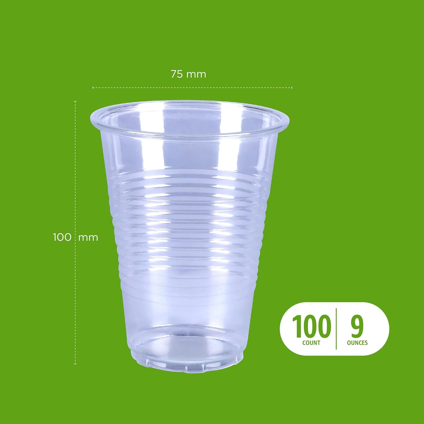 Disposable Clear Plastic Cups, 9 oz, 100-pack ($0.05/Unit)