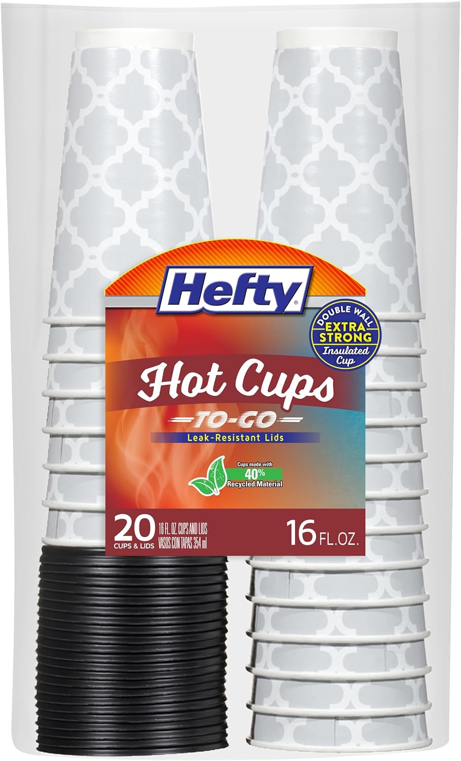 Disposable Hot Cups with Lids, 16 oz, 20-pack ($0.23/Unit)