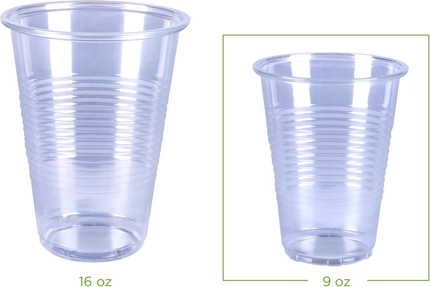 Disposable Clear Plastic Cups, 9 oz, 100-pack ($0.05/Unit)