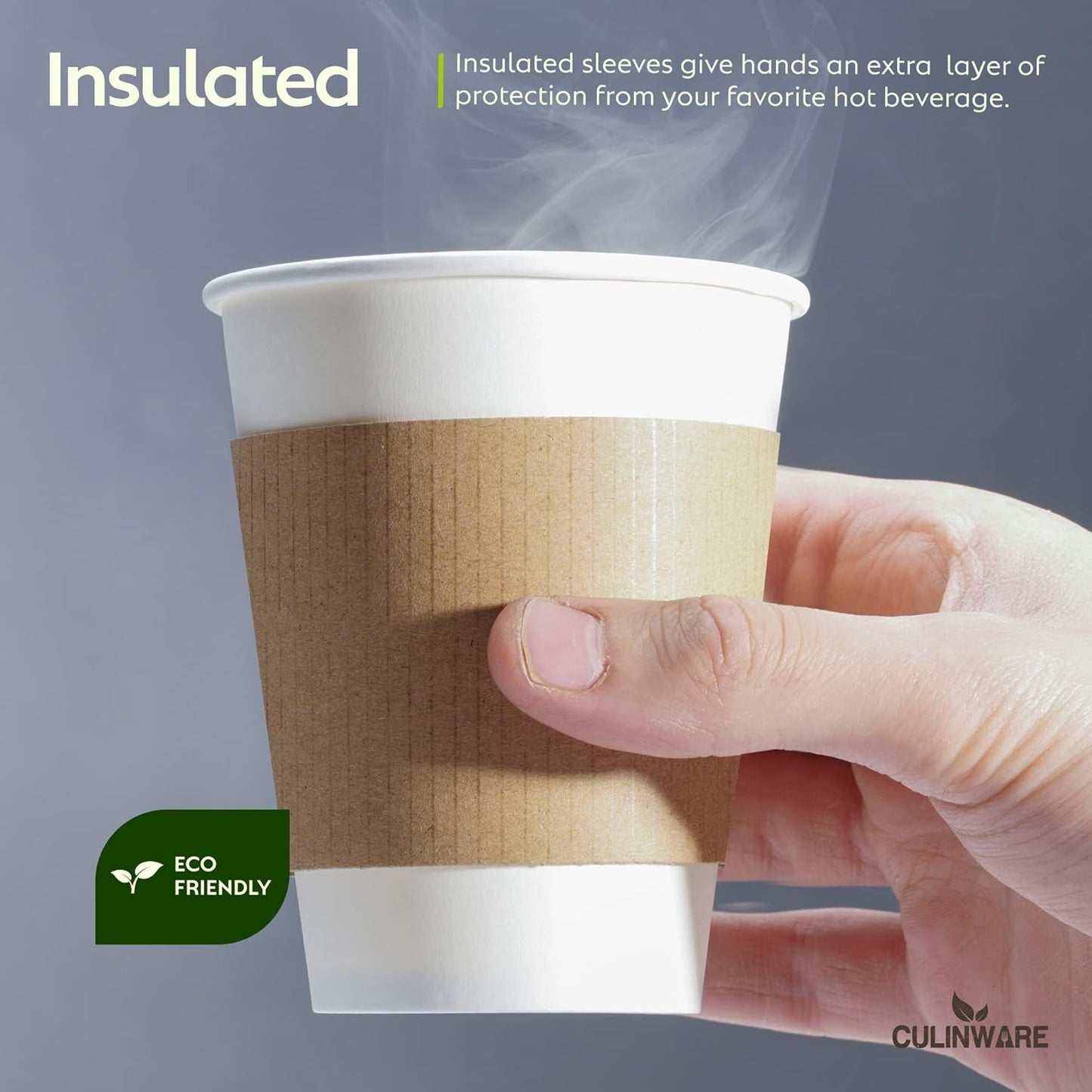 Kraft Corrugated Cardboard Sleeve for paper 12/ 24oz paper cups 200-Pack ($0.11/Unit)