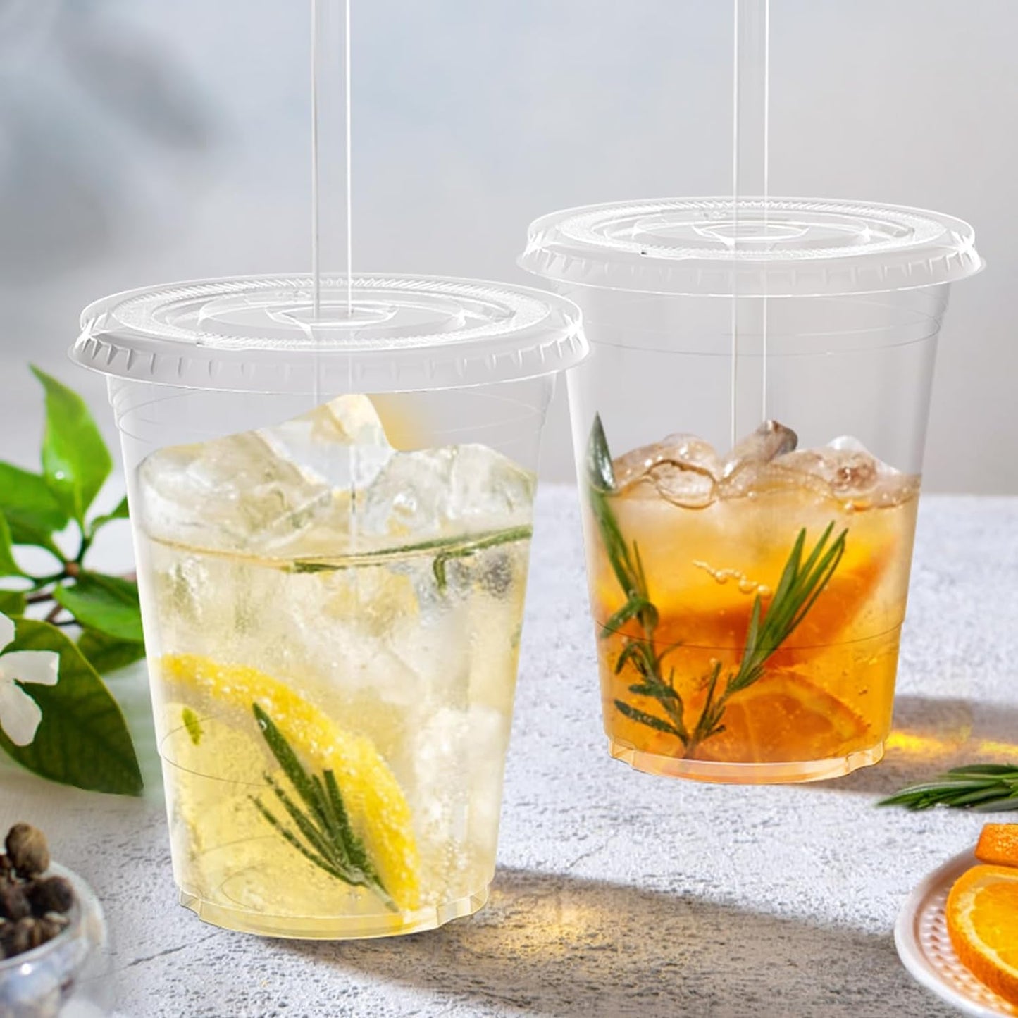 Clear Plastic Cups with Lids and Straws, 16 oz 100-Pack ($0.20/Unit)