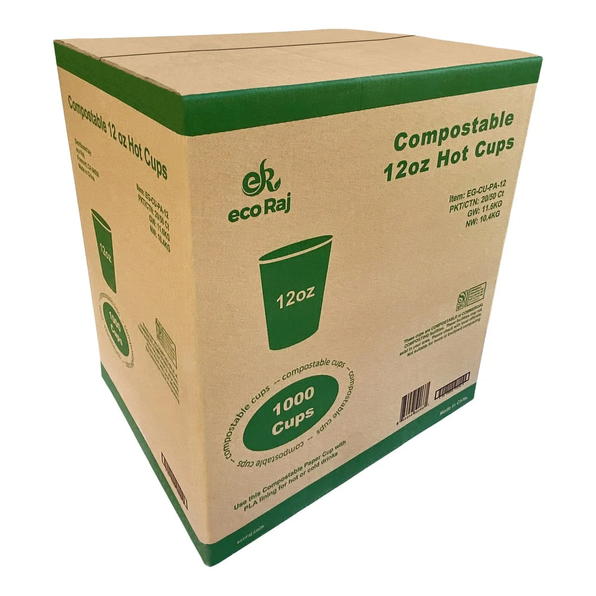 Compostable Paper Cup, 10 oz, 1000-case ($0.109/Unit)