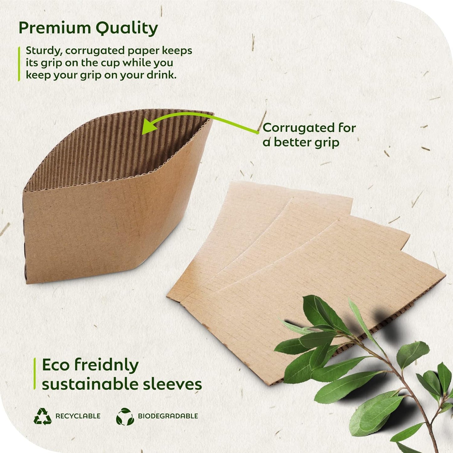 Kraft Corrugated Cardboard Sleeve for paper 12/ 24oz paper cups 200-Pack ($0.11/Unit)