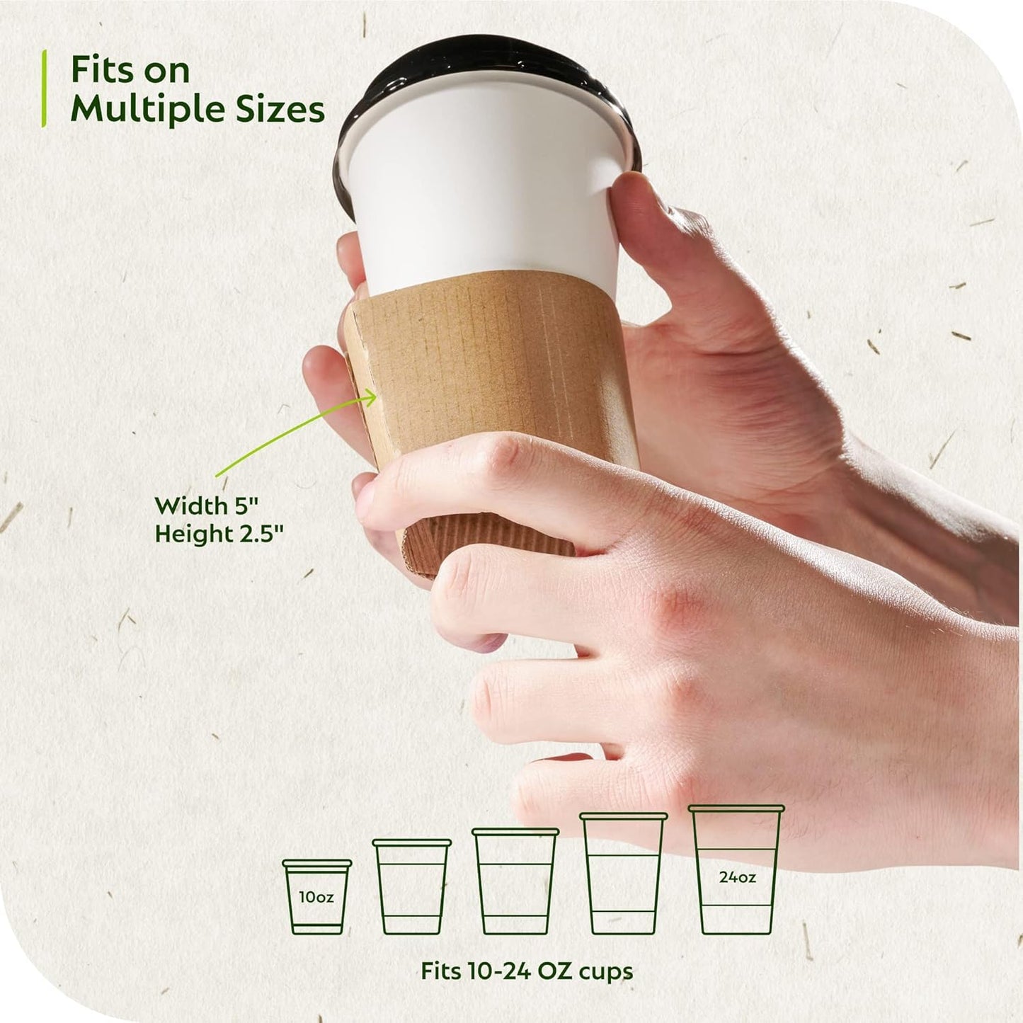 Kraft Corrugated Cardboard Sleeve for paper 12/ 24oz paper cups 200-Pack ($0.11/Unit)