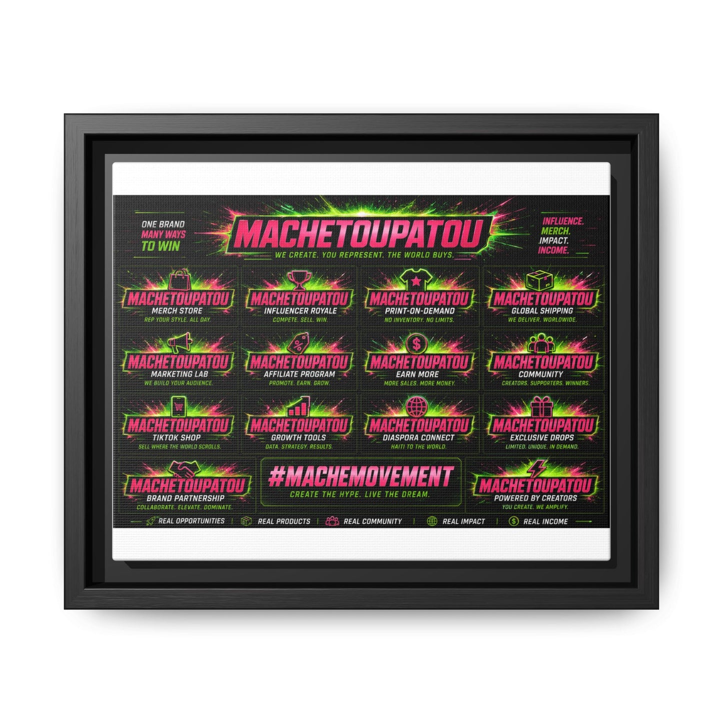 Template Merch Wars Product 002 : Matte Canvas, Framed (Multi-color) / Desing (3000X2400 px) / Multiple Colors /30$