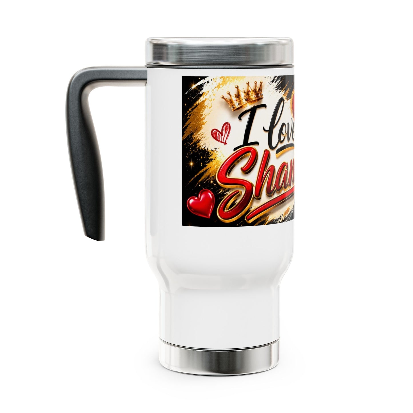 Merch Wars Product 017 Stainless Steel Travel Mug — 14oz Insulated Handle Tumbler by Shamou