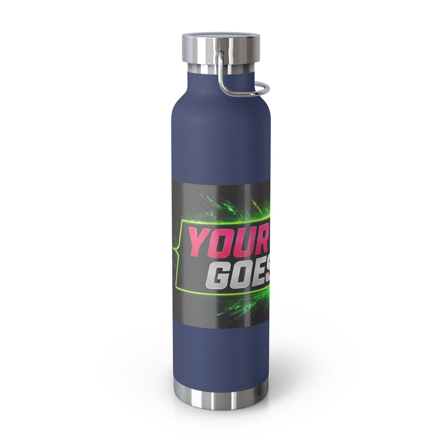 Template Merch Wars Product #029 22oz Copper Vacuum Bottle — Custom 'Your Design Goes Here' Neon Gaming Water Bottle