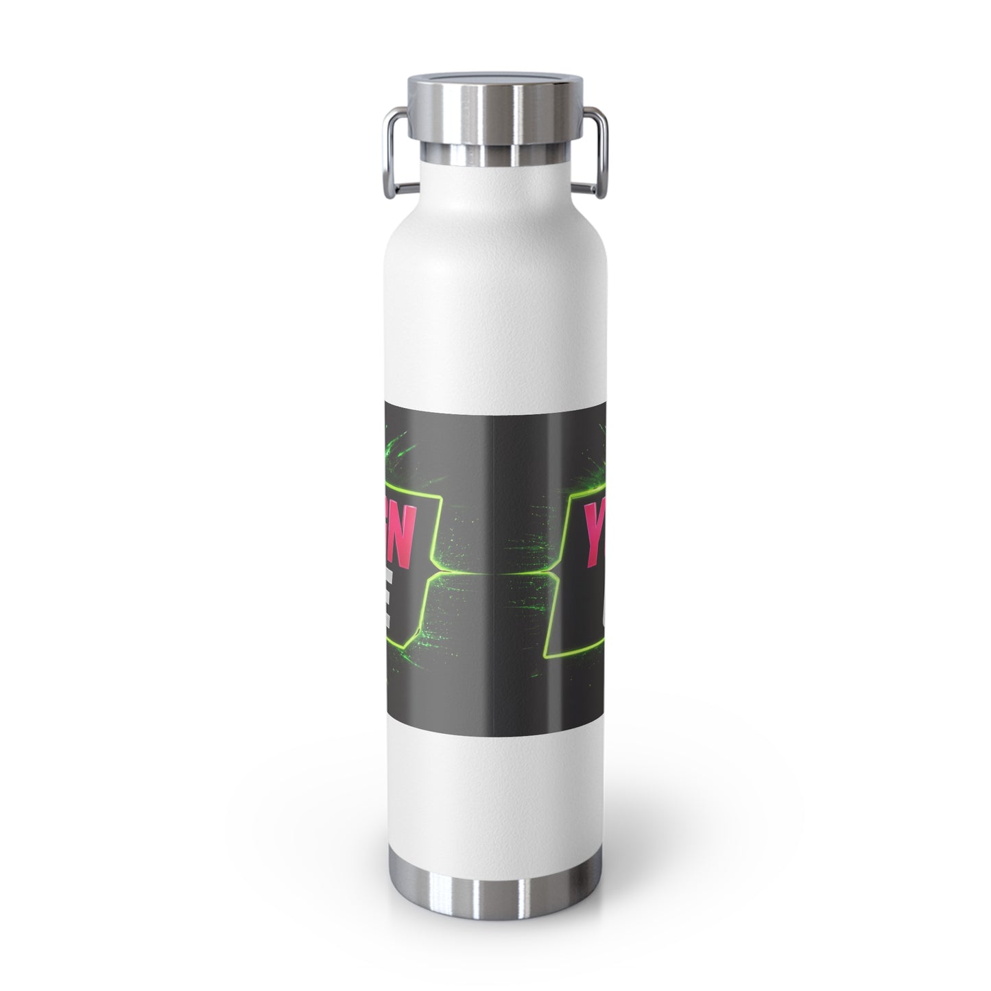 Template Merch Wars Product #029 22oz Copper Vacuum Bottle — Custom 'Your Design Goes Here' Neon Gaming Water Bottle