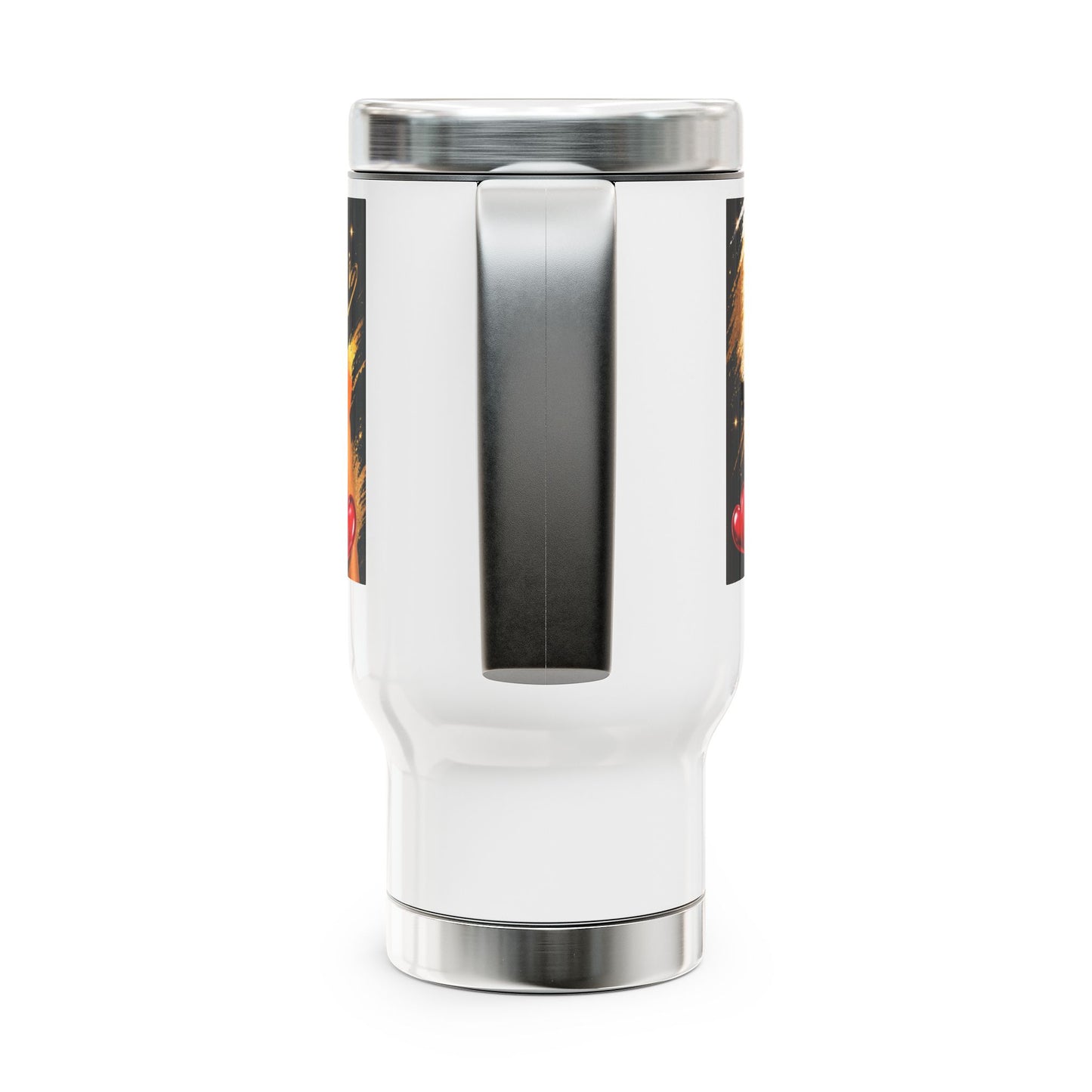 Merch Wars Product 017 Stainless Steel Travel Mug — 14oz Insulated Handle Tumbler by Shamou