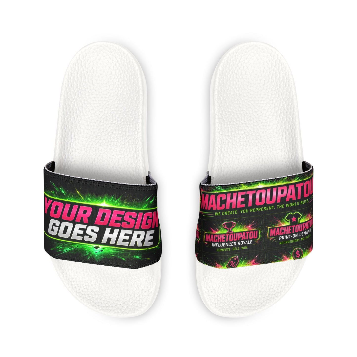Template Merch Wars Product 003 : Men's Removable-Strap Slide Sandals — Custom Graphic Strap Comfort