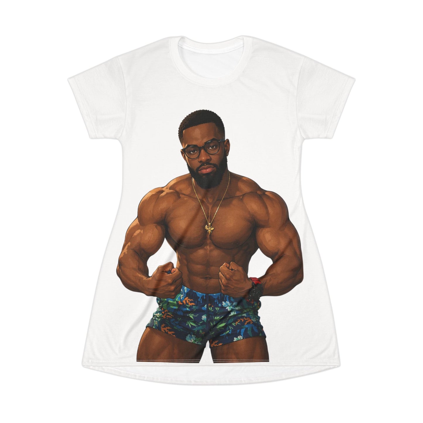 Merch Wars Product #027 Graphic T‑Shirt Dress —  by El Negro Chocolate