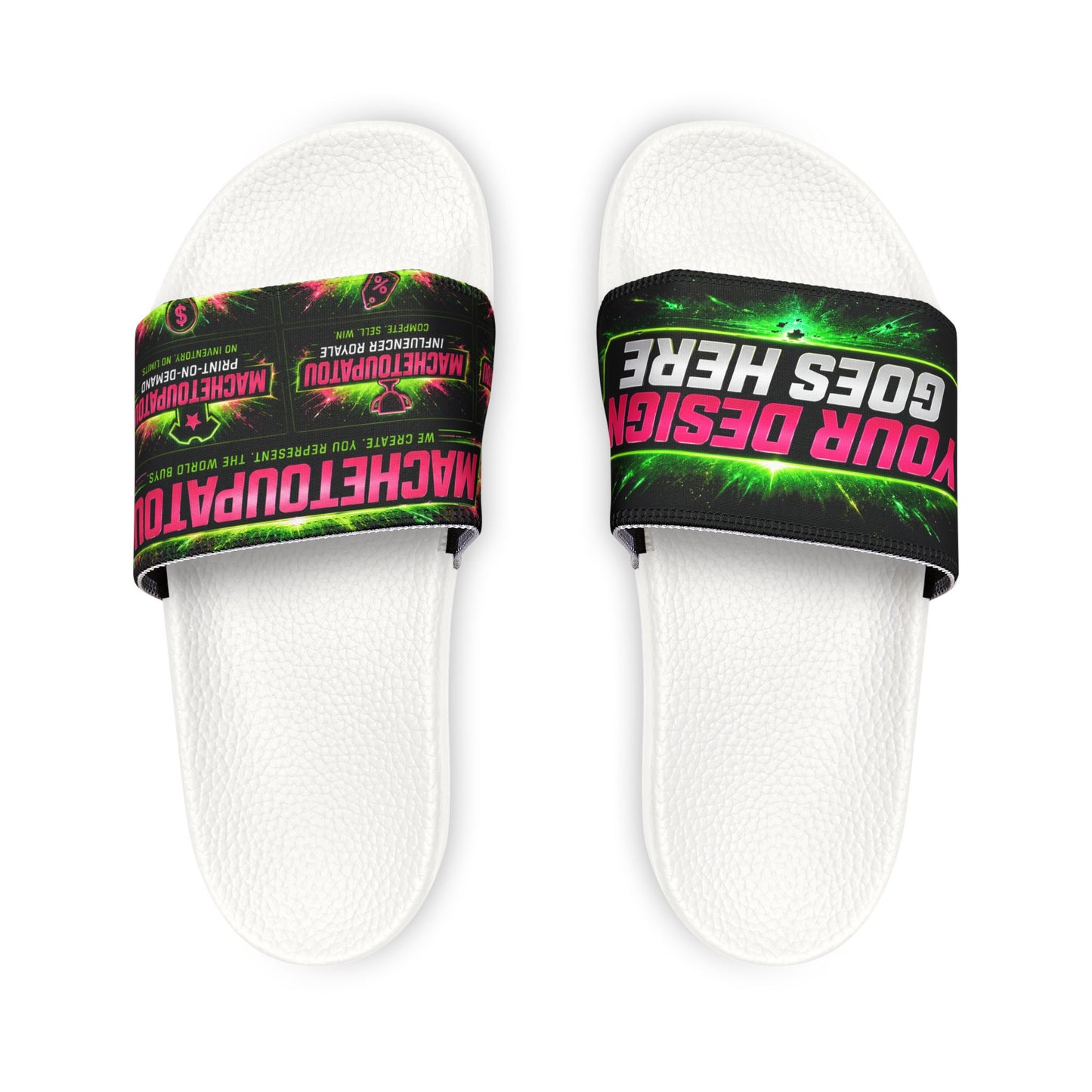 Template Merch Wars Product 003 : Men's Removable-Strap Slide Sandals — Custom Graphic Strap Comfort