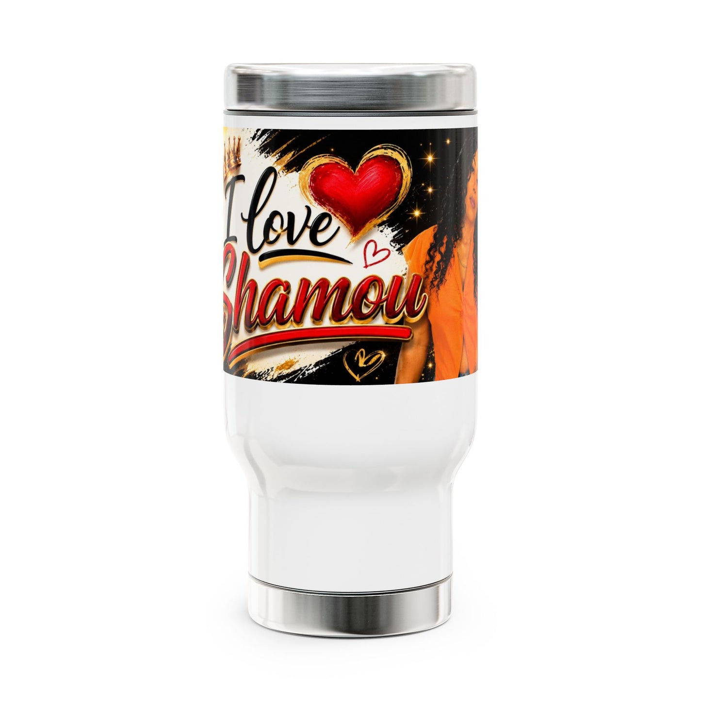 Merch Wars Product 017 Stainless Steel Travel Mug — 14oz Insulated Handle Tumbler by Shamou