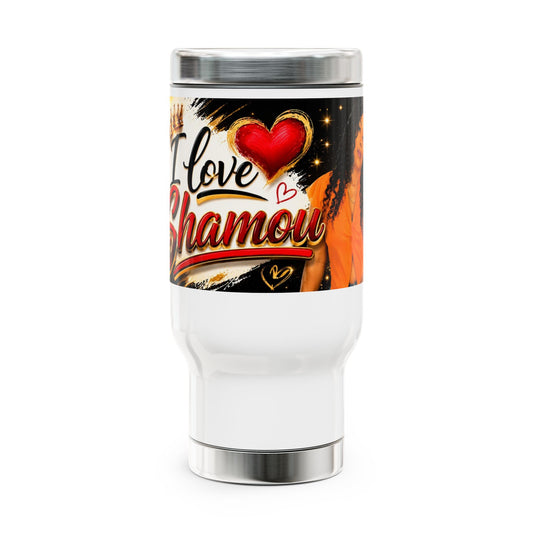 Merch Wars Product 017 Stainless Steel Travel Mug — 14oz Insulated Handle Tumbler by Shamou