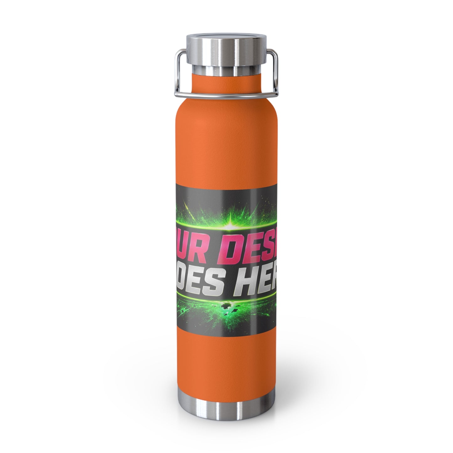 Template Merch Wars Product #029 22oz Copper Vacuum Bottle — Custom 'Your Design Goes Here' Neon Gaming Water Bottle