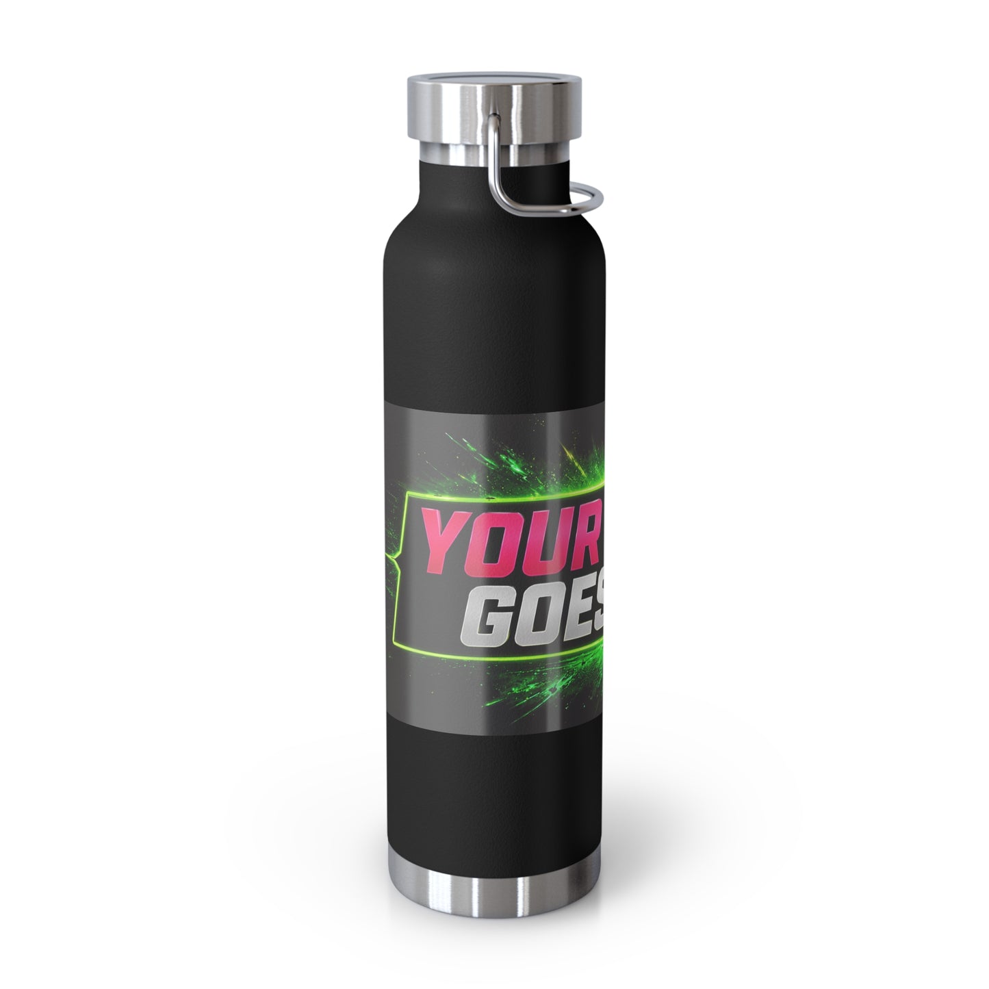 Template Merch Wars Product #029 22oz Copper Vacuum Bottle — Custom 'Your Design Goes Here' Neon Gaming Water Bottle