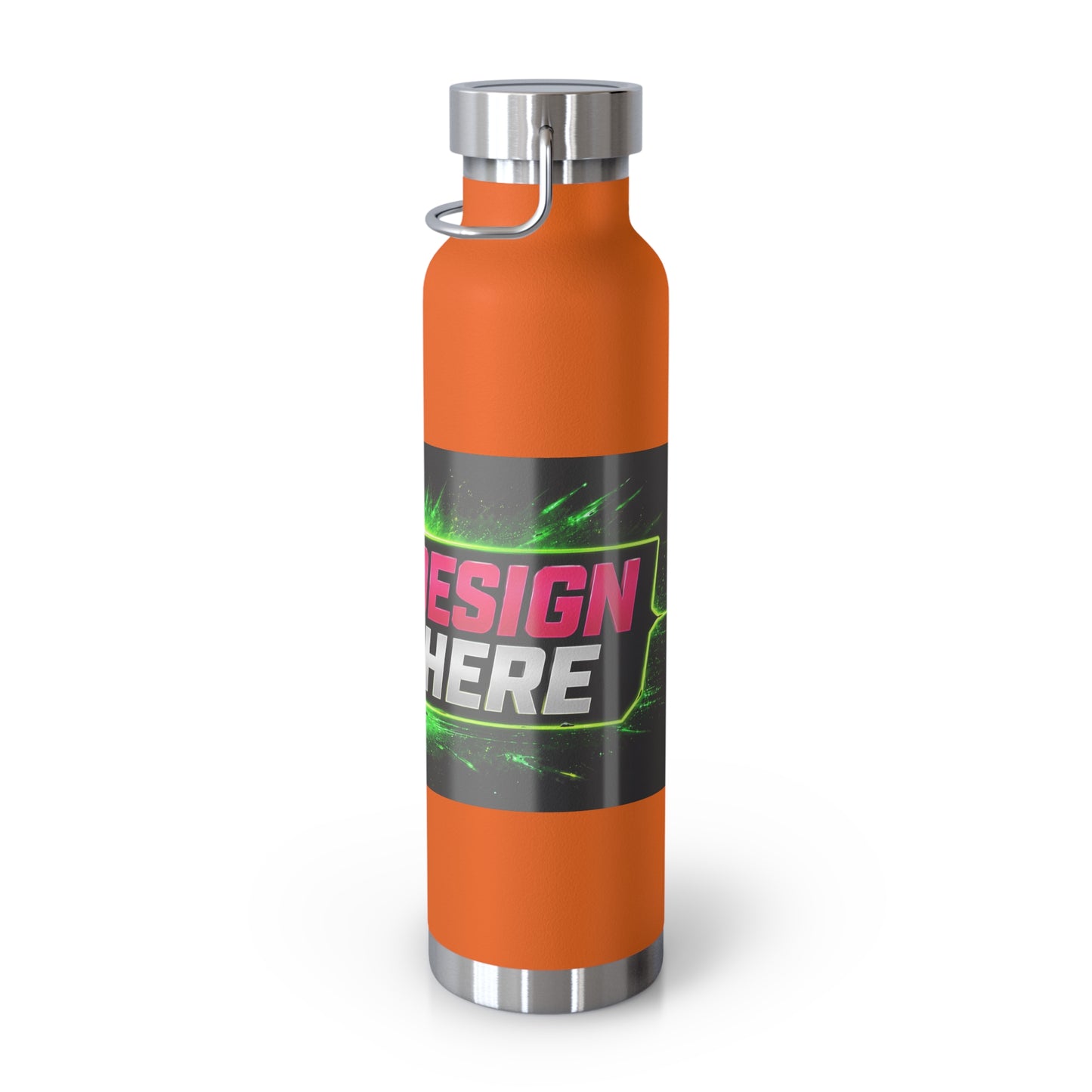 Template Merch Wars Product #029 22oz Copper Vacuum Bottle — Custom 'Your Design Goes Here' Neon Gaming Water Bottle
