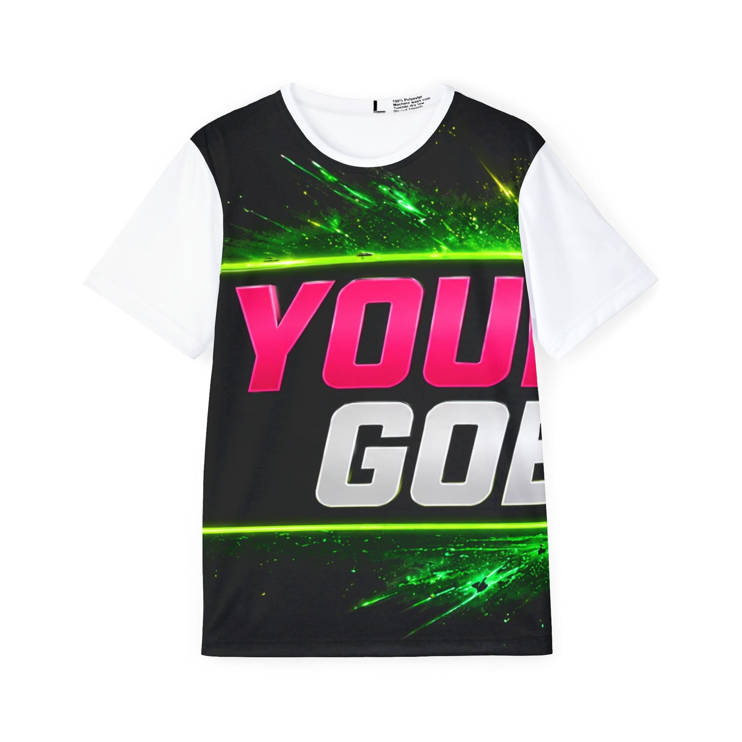 Template Merch wars Product #034 Men's Neon Gamer Sports Jersey – 'Your Goal' Graphic Athletic Tee