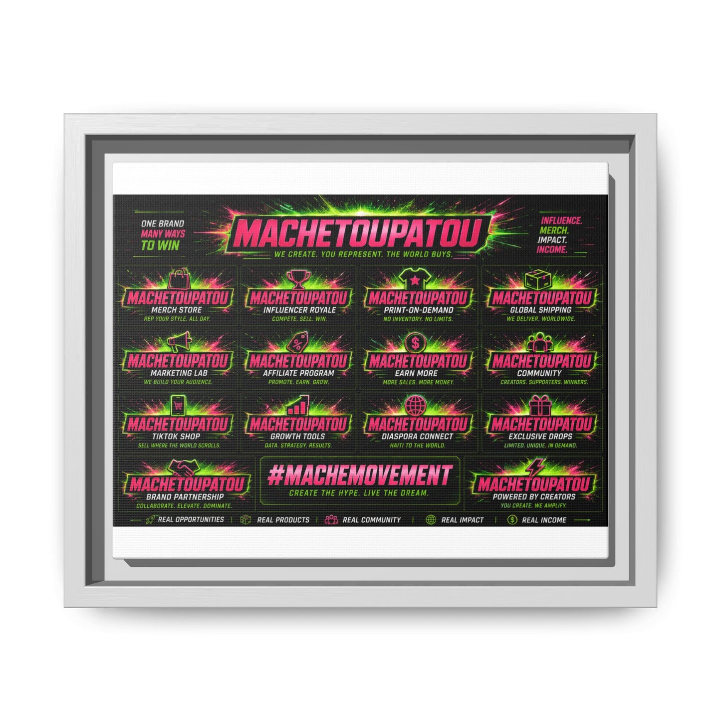 Template Merch Wars Product 002 : Matte Canvas, Framed (Multi-color) / Desing (3000X2400 px) / Multiple Colors /30$