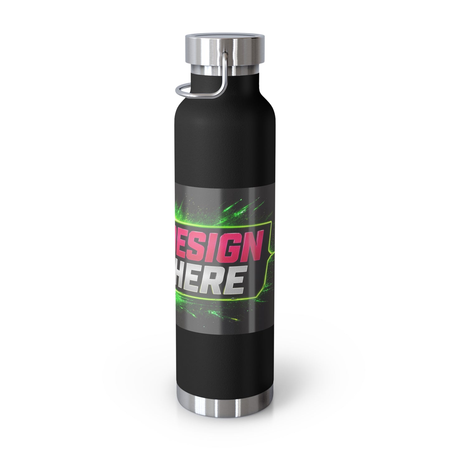 Template Merch Wars Product #029 22oz Copper Vacuum Bottle — Custom 'Your Design Goes Here' Neon Gaming Water Bottle