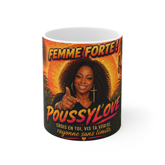 Europe Femme Forte Ceramic Mug — "PoussyLove" Inspirational Coffee Cup (11oz & 15oz)