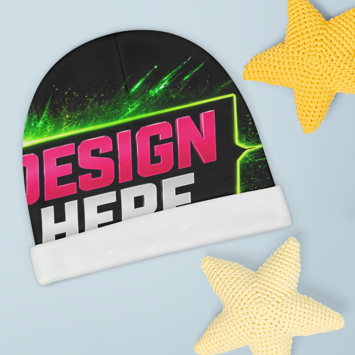 Template Merch Wars Product #035  Baby Beanie - Custom "Design Here" Graphic