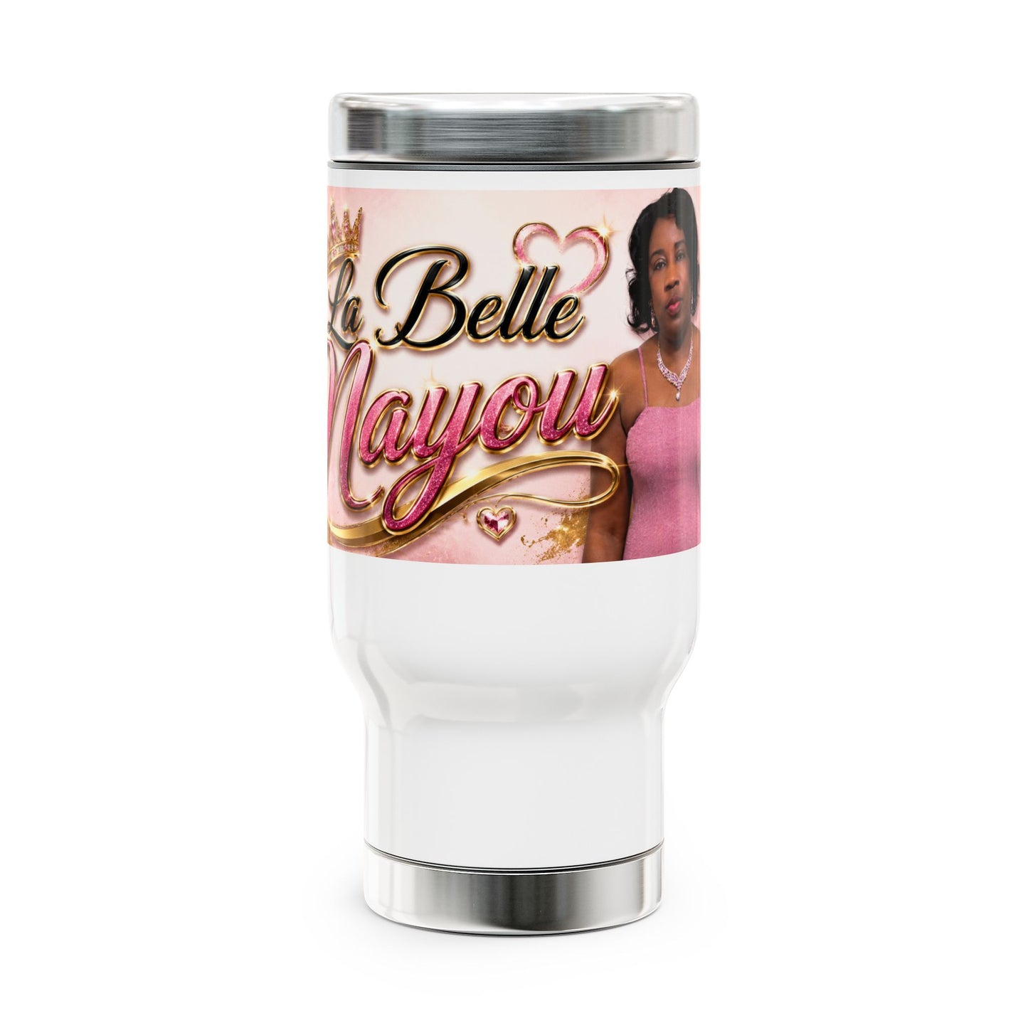 Merch Wars Product 017 Stainless Steel Travel Mug — 14oz Insulated Handle Tumbler by La Belle Nayou