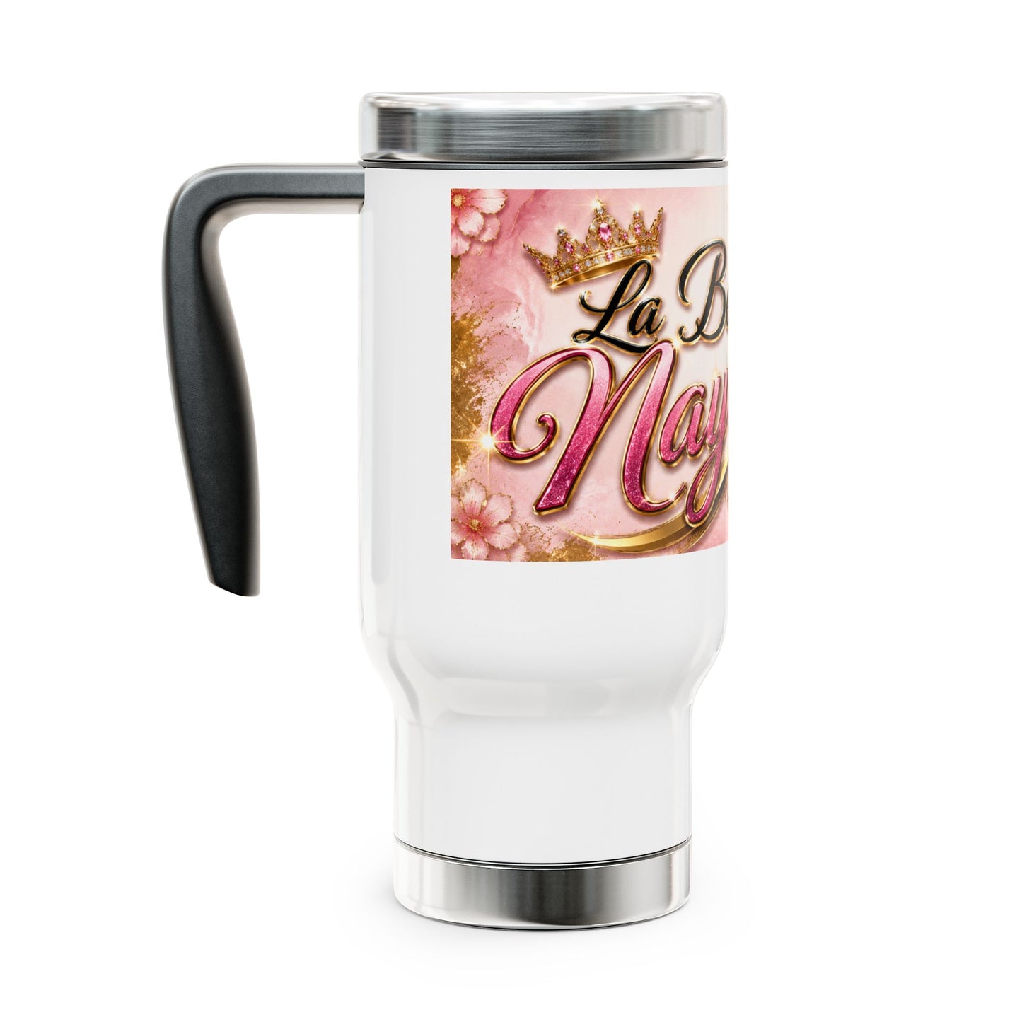 Merch Wars Product 017 Stainless Steel Travel Mug — 14oz Insulated Handle Tumbler by La Belle Nayou