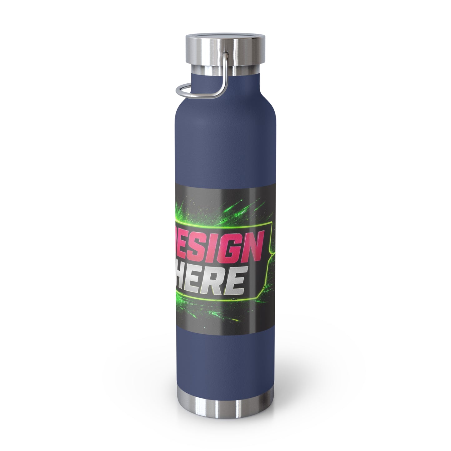 Template Merch Wars Product #029 22oz Copper Vacuum Bottle — Custom 'Your Design Goes Here' Neon Gaming Water Bottle