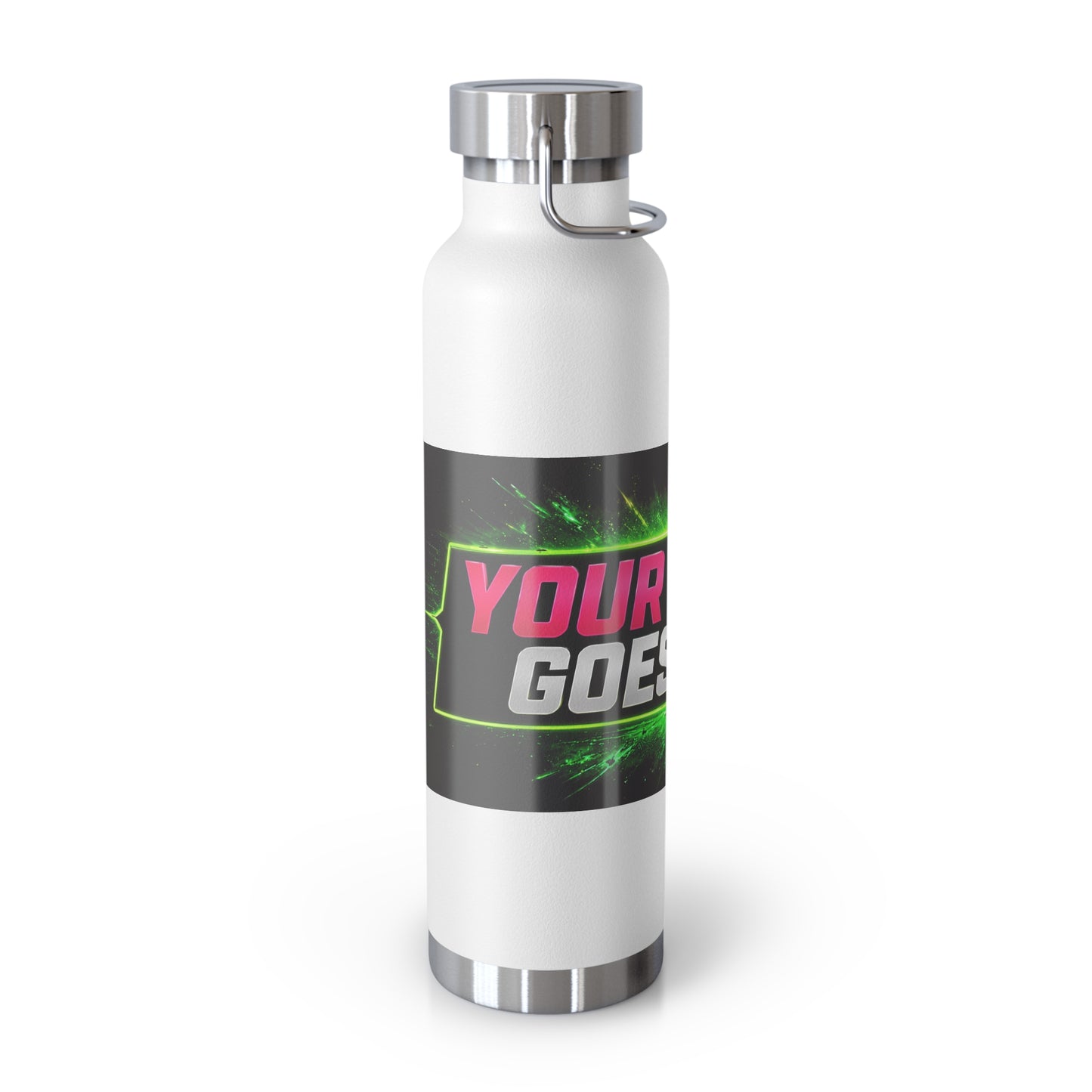 Template Merch Wars Product #029 22oz Copper Vacuum Bottle — Custom 'Your Design Goes Here' Neon Gaming Water Bottle
