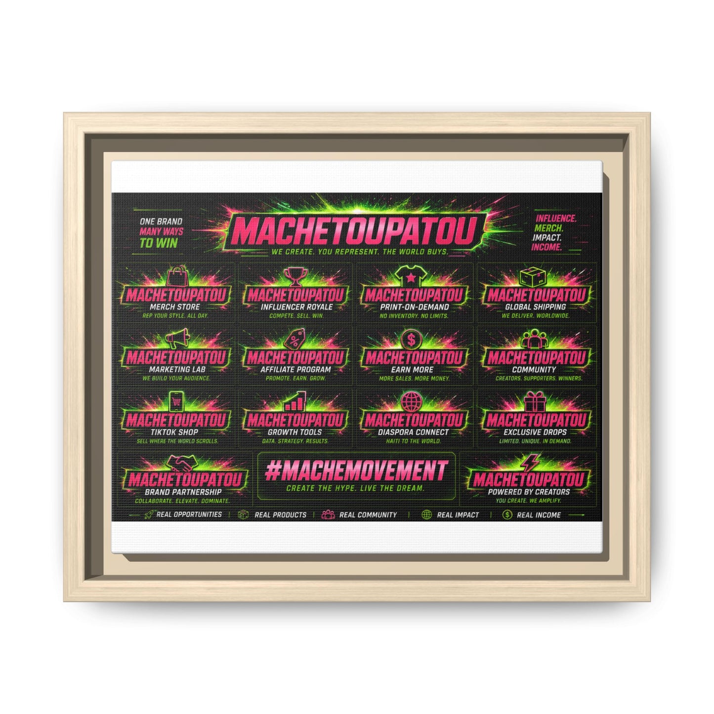 Template Merch Wars Product 002 : Matte Canvas, Framed (Multi-color) / Desing (3000X2400 px) / Multiple Colors /30$