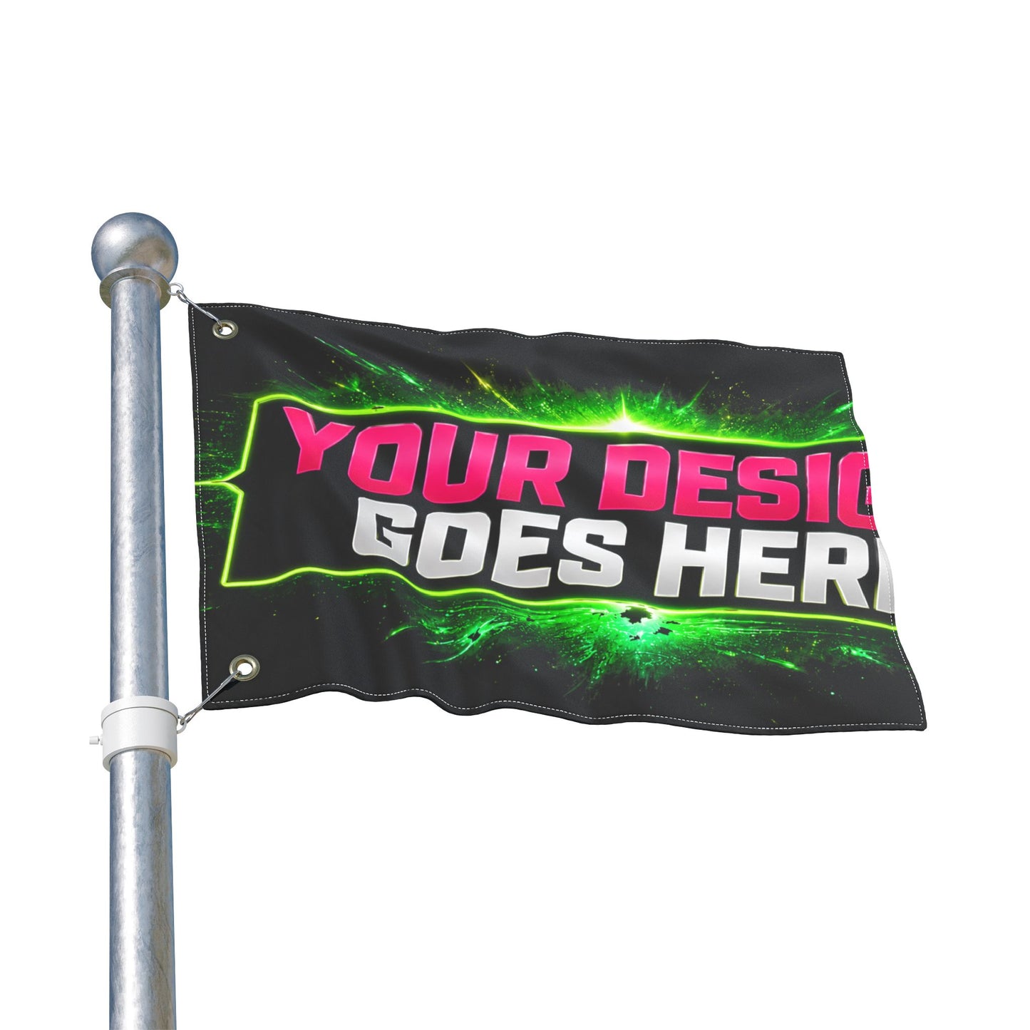 Template Merch Wars Product #032 Double-Sided Custom Flag - Bold Neon Gaming Design (Your Design Goes Here)