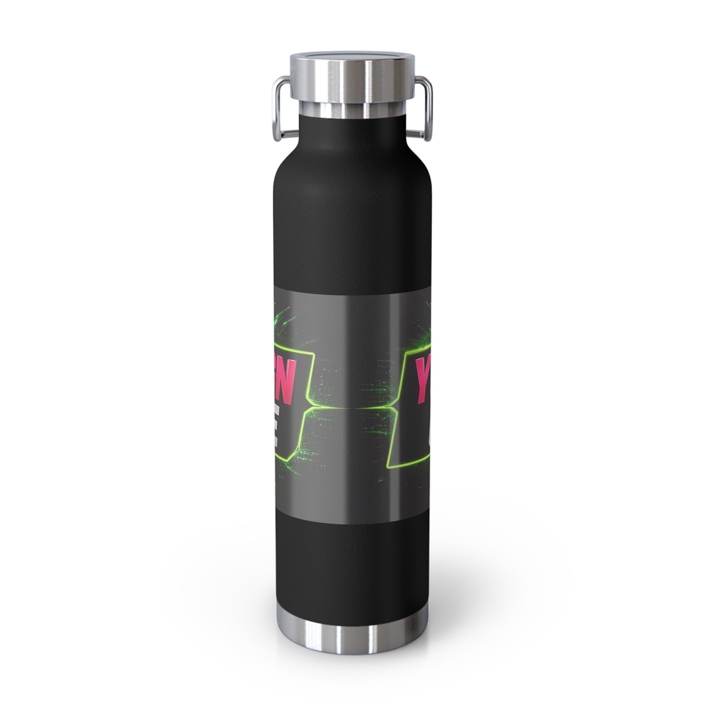 Template Merch Wars Product #029 22oz Copper Vacuum Bottle — Custom 'Your Design Goes Here' Neon Gaming Water Bottle