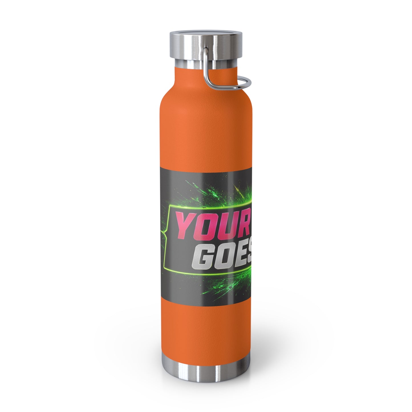 Template Merch Wars Product #029 22oz Copper Vacuum Bottle — Custom 'Your Design Goes Here' Neon Gaming Water Bottle