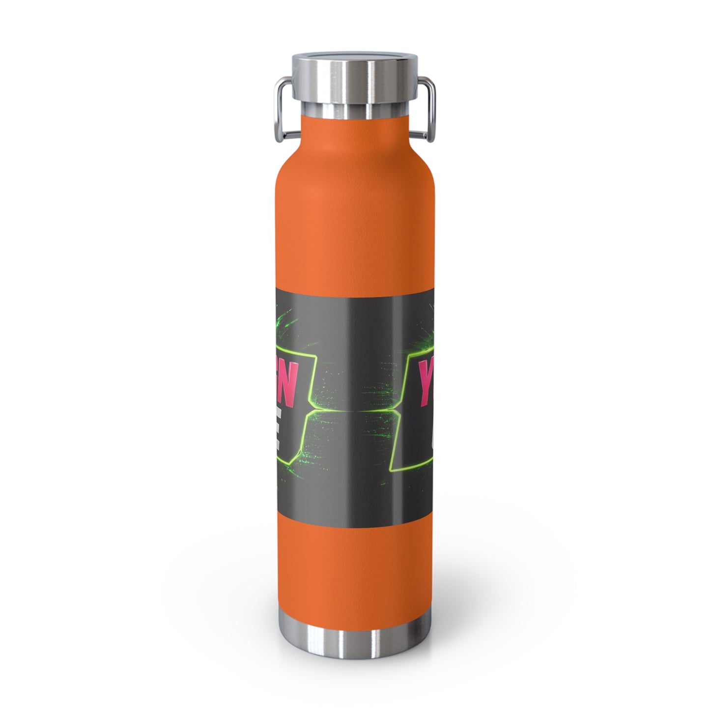 Template Merch Wars Product #029 22oz Copper Vacuum Bottle — Custom 'Your Design Goes Here' Neon Gaming Water Bottle