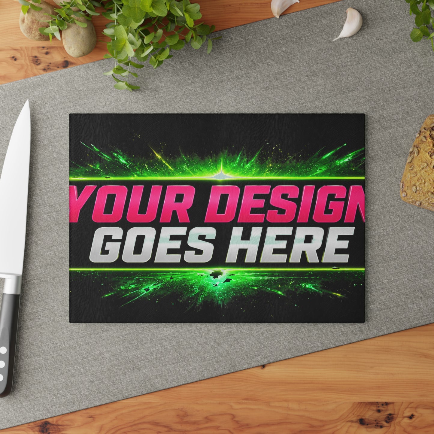 Template Merch Wars Product #038 : Custom Graphic Glass Cutting Board