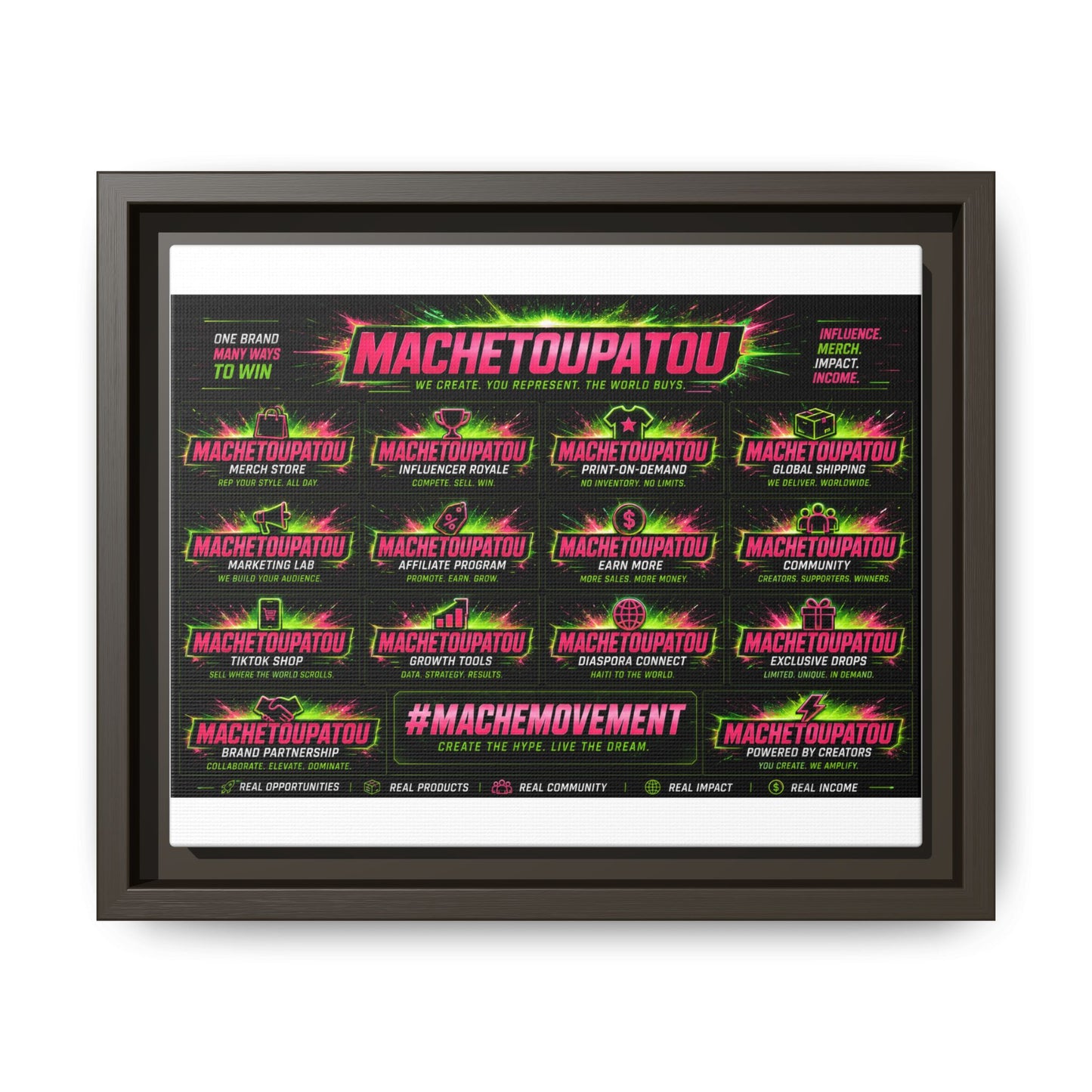 Template Merch Wars Product 002 : Matte Canvas, Framed (Multi-color) / Desing (3000X2400 px) / Multiple Colors /30$