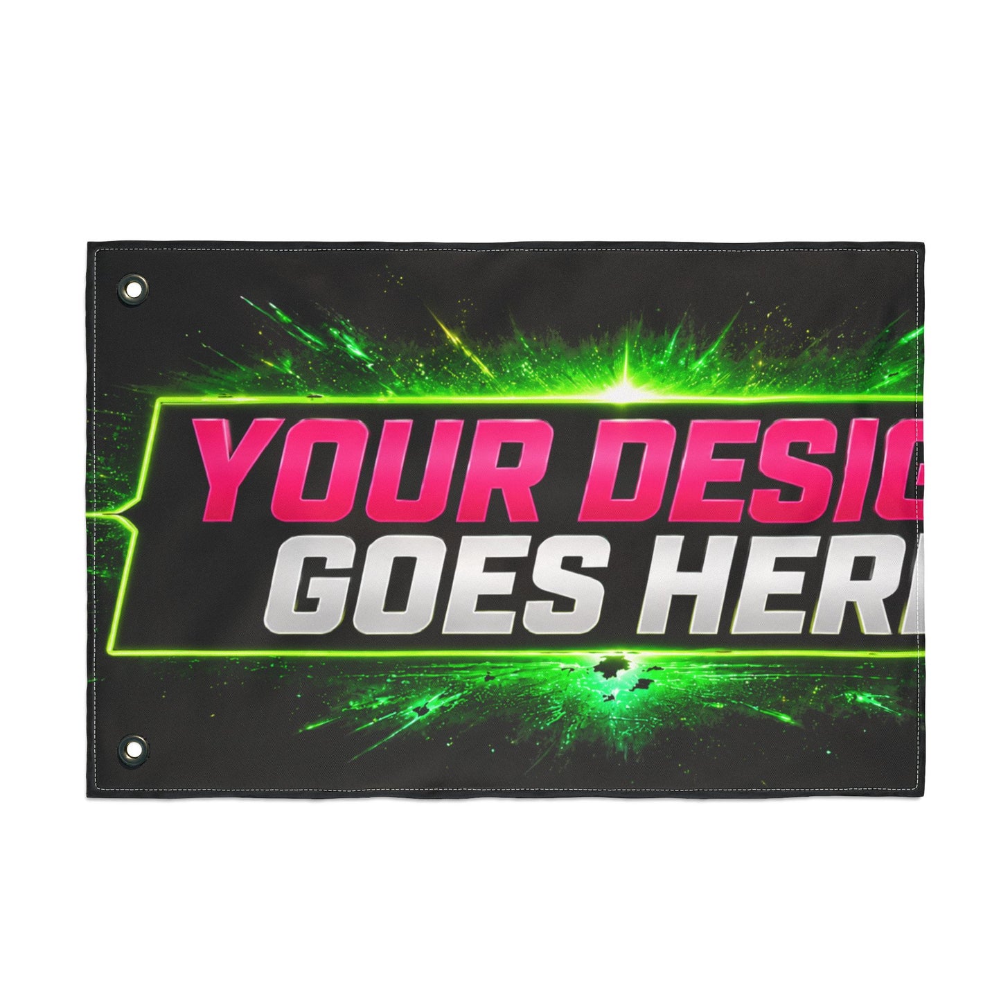 Template Merch Wars Product #032 Double-Sided Custom Flag - Bold Neon Gaming Design (Your Design Goes Here)