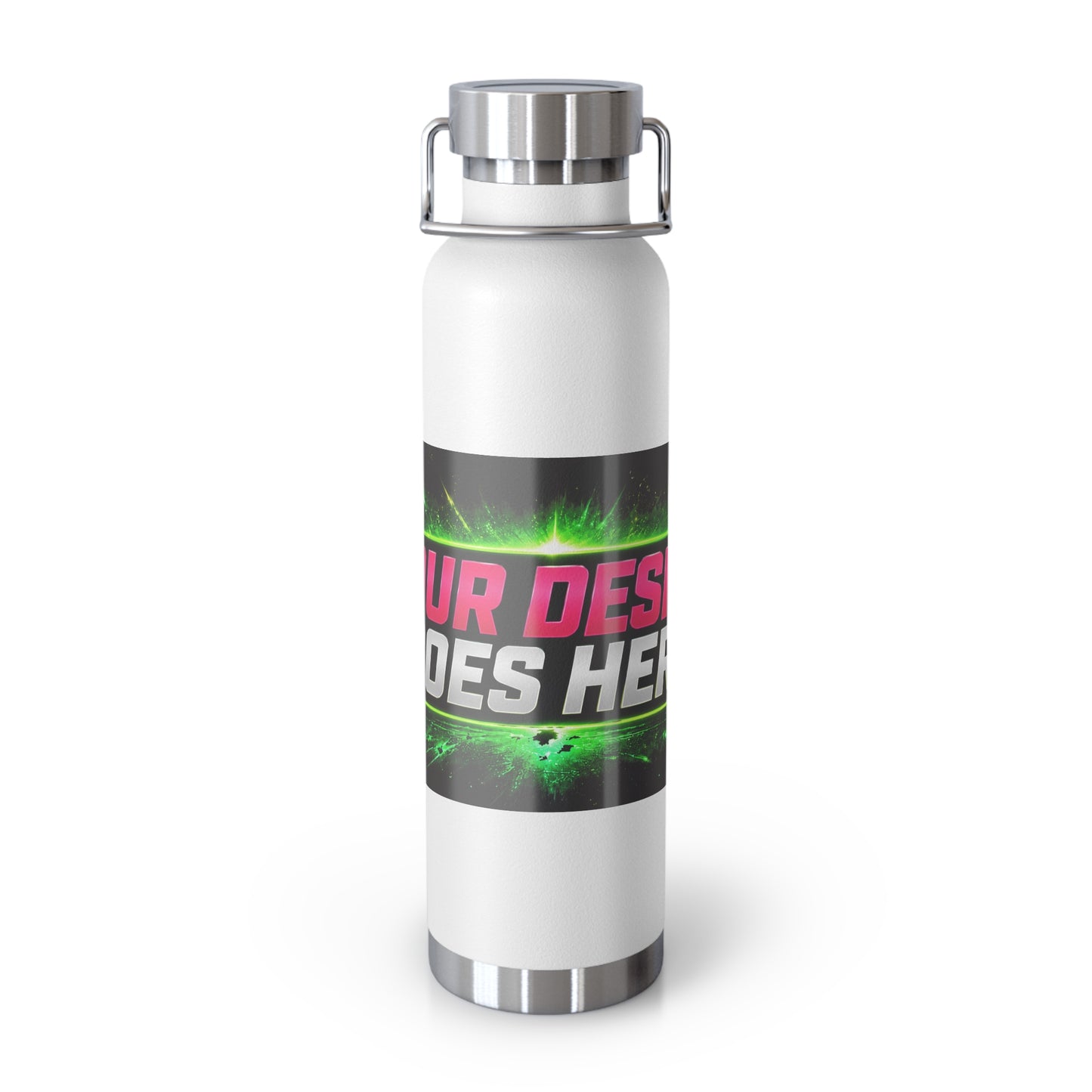 Template Merch Wars Product #029 22oz Copper Vacuum Bottle — Custom 'Your Design Goes Here' Neon Gaming Water Bottle