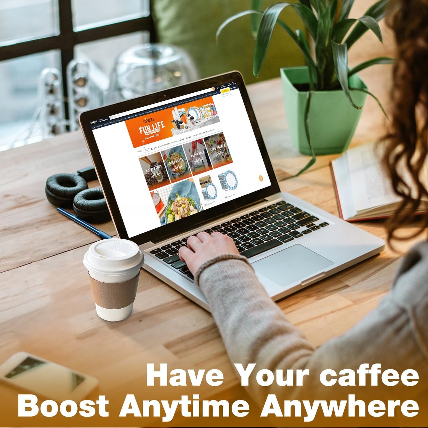 100x Leak-Proof Coffee/ Tea/ Hot Chocolate Cups with Lids and Sleeves